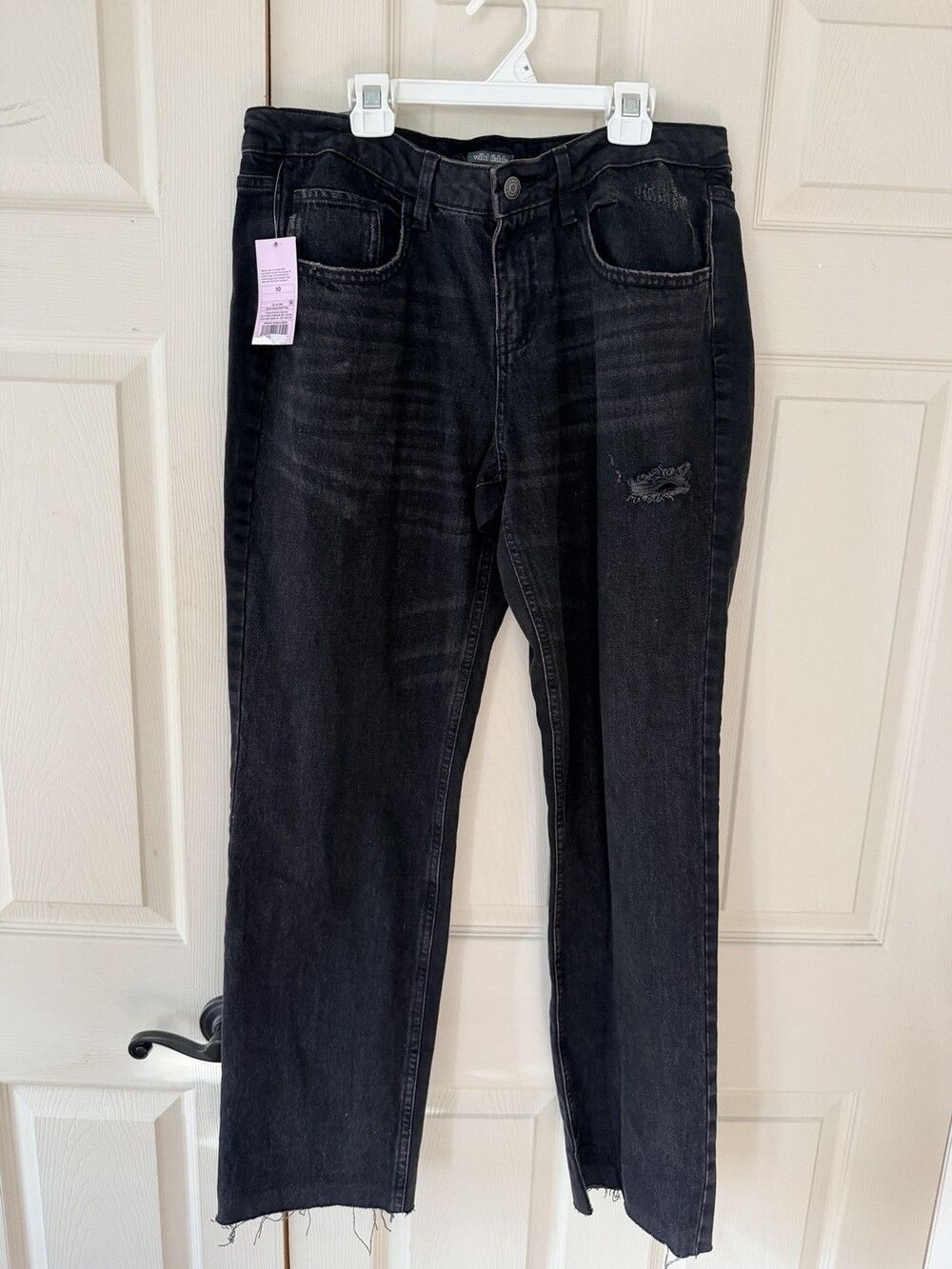 Wild Fable High Rise Easy Rigid Straight Jeans Womens Sz 10 Black Raw Hem New - Picture 13 of 13